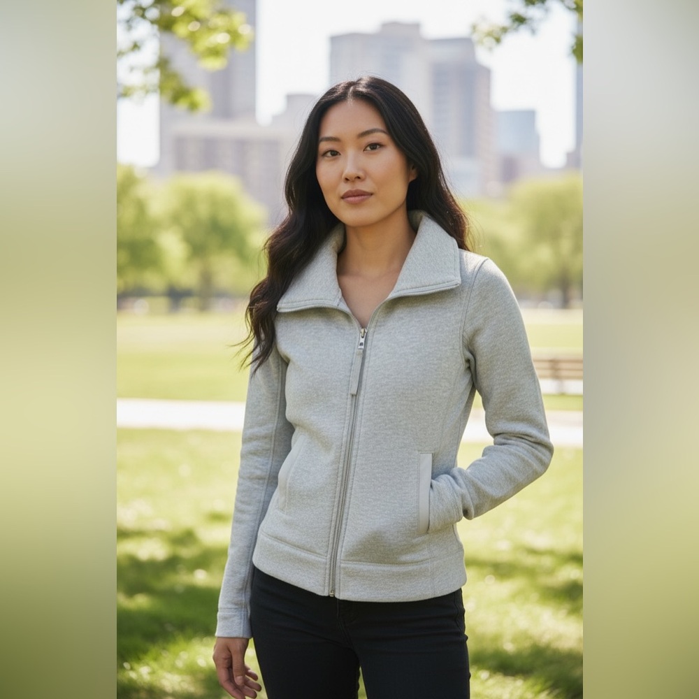lululemon athletica Light Gray Zip-Up Sweatshirt